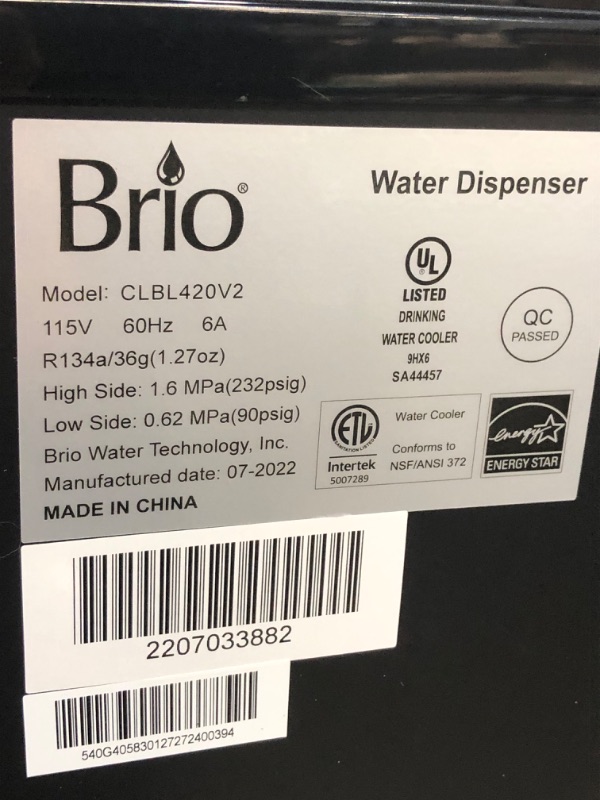 Photo 4 of ***PARTS ONLY*** DAMAGED Brio Bottom Loading Water Cooler Water Dispenser – Essential Series - 3 Temperature Settings - Hot, Cold & Cool Water - UL/Energy Star Approved
**DENTS, CRUSHED, BROKEN ON TOP, BOTTOM DOOR BROKEN, POWERED ON**
