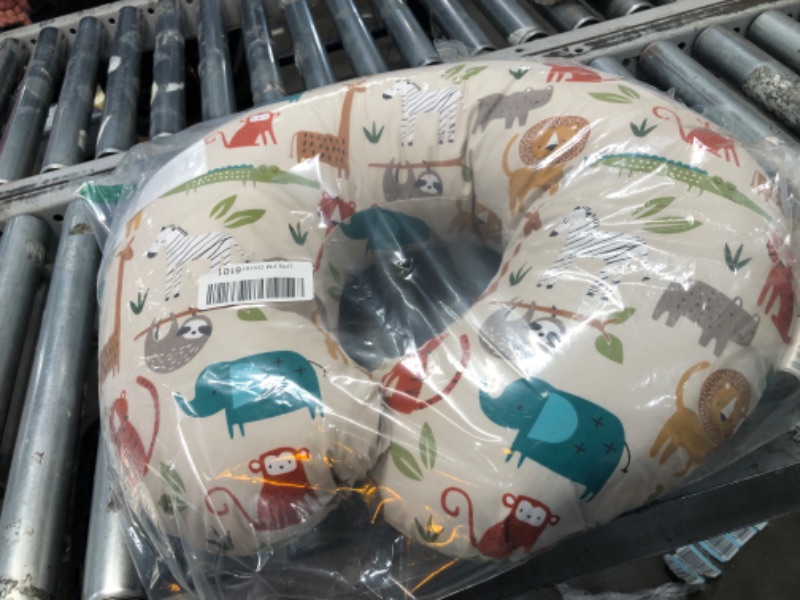 Photo 1 of Boppy Nursing Pillow and Positioner—Original | Neutral Jungle Colors with Animals | Breastfeeding, Bottle Feeding, Baby Support | With Removable Cotton Blend Cover | Awake-Time Support