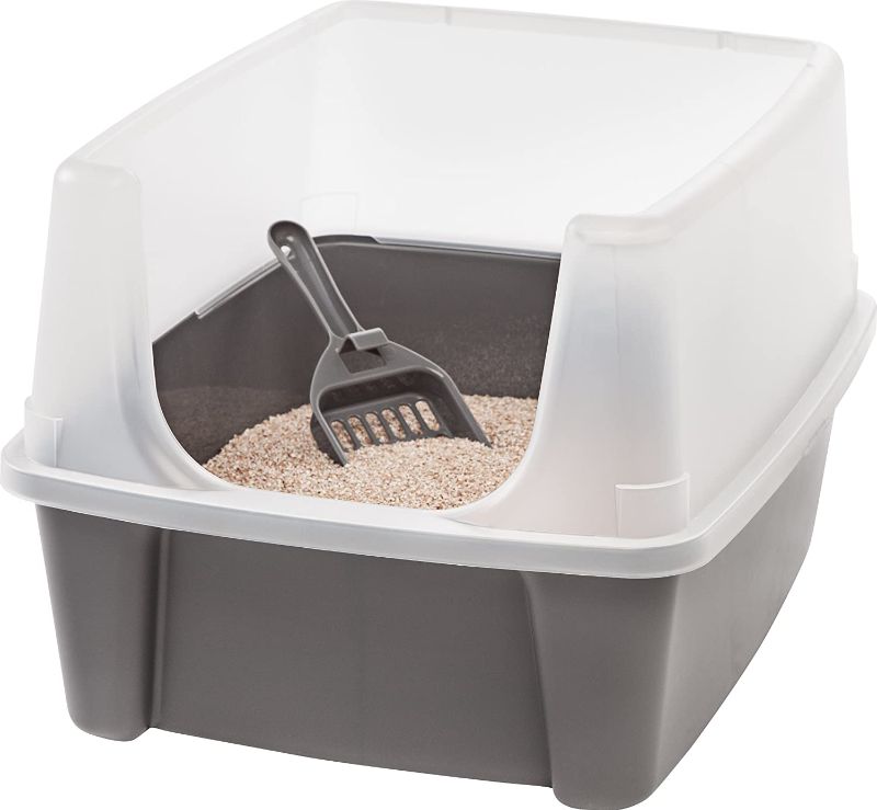 Photo 1 of 
IRIS USA Cat Litter Box, Open Top Kitty Litter Box with Scatter Shield and Scoop, Gray
Color:Black
Style:Regular