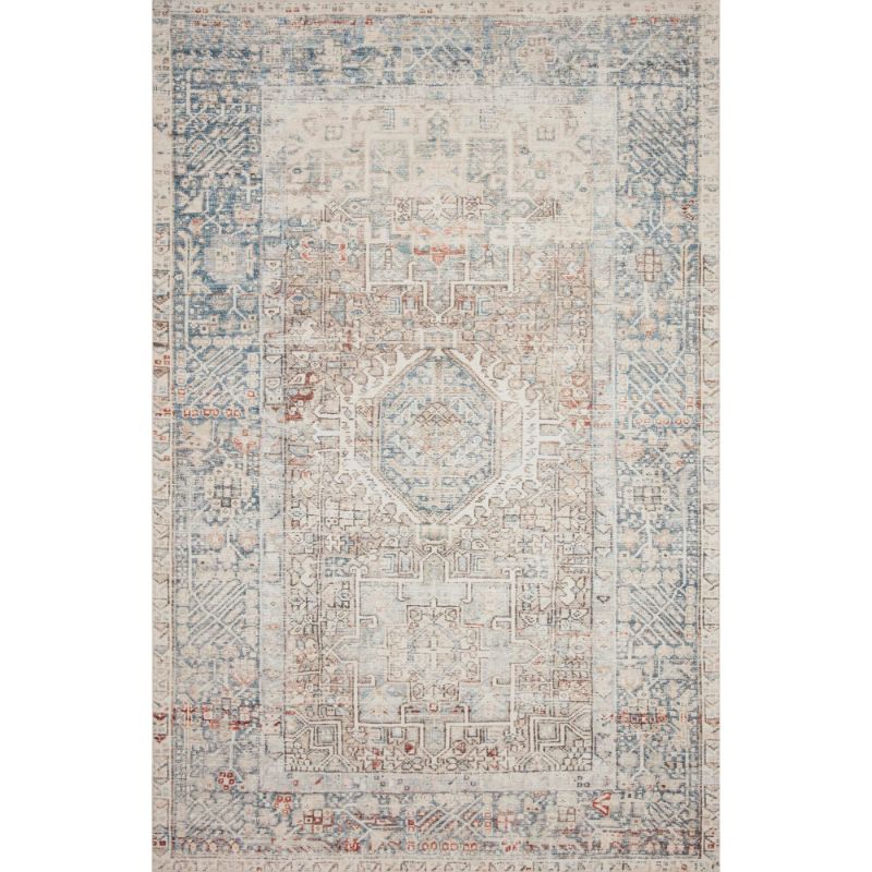 Photo 1 of 2 X 5 Ft. Jules Power Loomed Traditional Rectangle Rug, Natural & Ocean