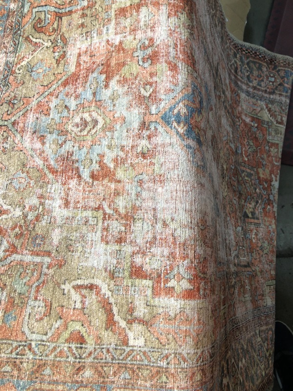 Photo 2 of 3 Ft.-6 in. X 5 Ft.-6 in. Loren Power Loomed Traditional Rectangle Rug, Terracotta & Sky