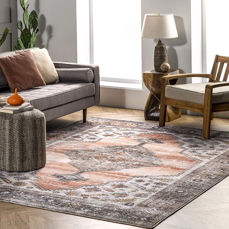 Photo 1 of 
nuLOOM Gracie Machine Washable Distressed Medallion Area Rug, 5' x 8', Peach
Size:Peach
Color:5 ft x 8 ft