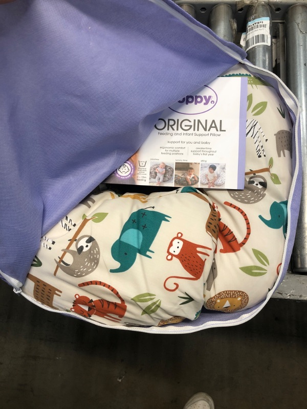 Photo 2 of Boppy Nursing Pillow and Positioner—Original | Neutral Jungle Colors with Animals | Breastfeeding, Bottle Feeding, Baby Support | With Removable Cotton Blend Cover | Awake-Time Support