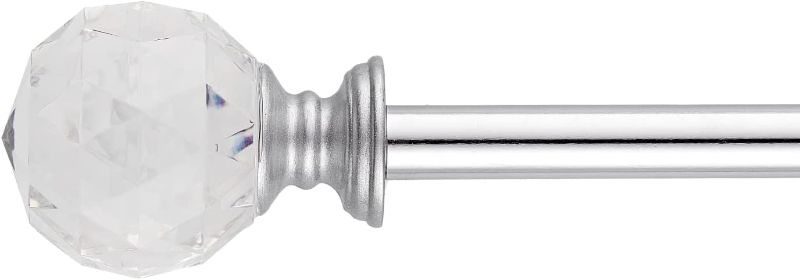 Photo 1 of Acrylic Ball Finials Curtain Rod Set?5/8" Treatment Single Curtain Rod?48 to 84 Inch?Chrome
