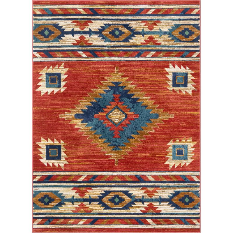 Photo 1 of ** 6'7"x 9'3" ** Well Woven Tulsa1 Lea Southwestern Tribal Bohemian Area Rug
