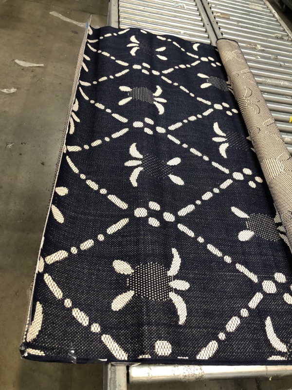 Photo 4 of Gertmenian 46658 Indoor Outdoor Rug Kona Coast by Reyn Spooner Hawaiian Porch Deck Patio Tropical Area Carpet, 5x7 Standard, Turtle Geometric Navy Blue 5x7 Standard Turtle Geometric Navy Blue