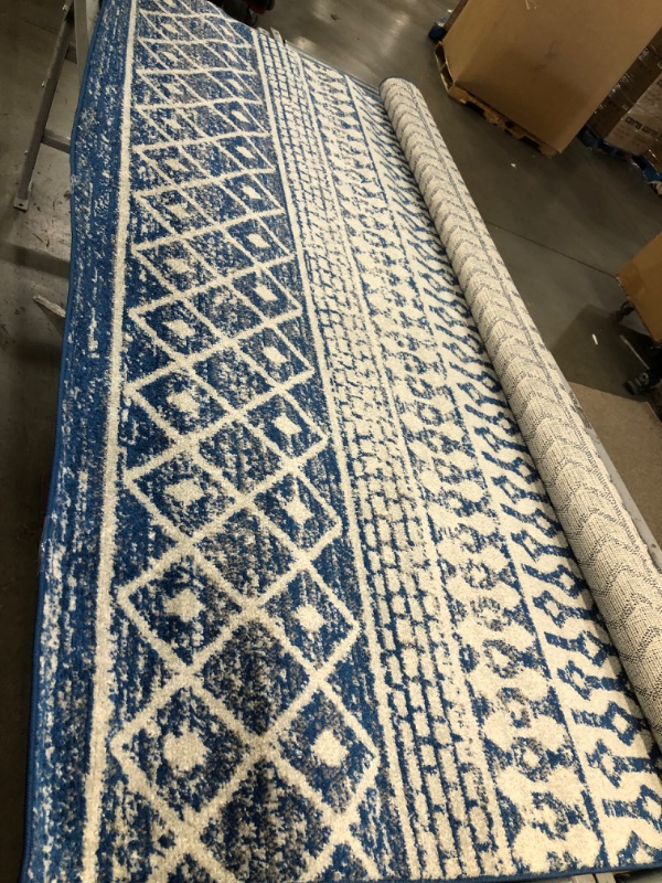 Photo 3 of ** semi used** SURYA Decor 140 Raja Southwestern Rug ELZ2345-710103 7 Ft. 10 in. X 10 Ft. 3 in. Elaziz Machine Woven Rug, Dark Blue, Medium Gray & White
