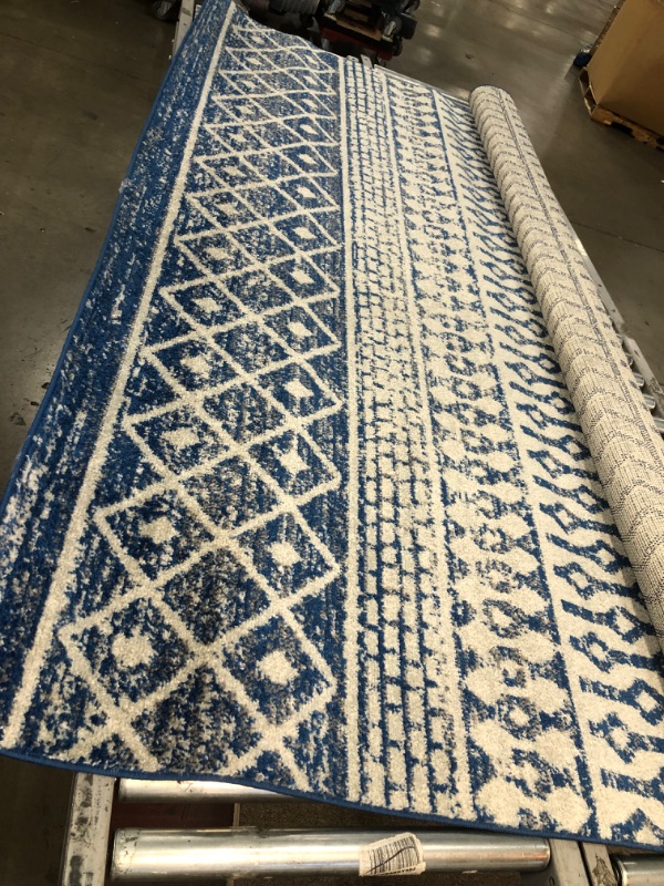 Photo 2 of ** semi used** SURYA Decor 140 Raja Southwestern Rug ELZ2345-710103 7 Ft. 10 in. X 10 Ft. 3 in. Elaziz Machine Woven Rug, Dark Blue, Medium Gray & White
