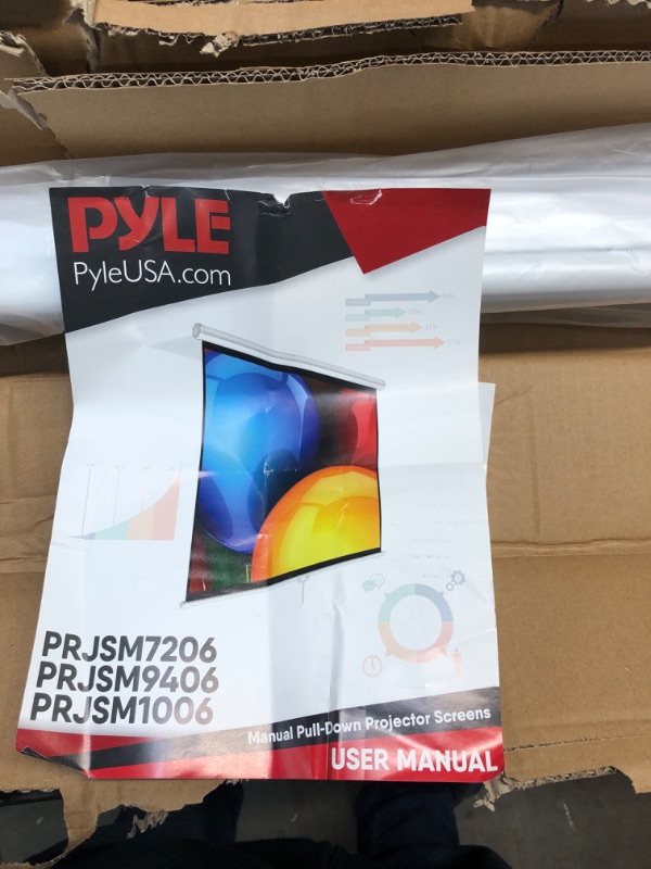 Photo 2 of Pyle PRJSM7206 Universal 72-Inch Roll-Down Pull-Down Manual Projection Screen (42.5" x 56.6") Matte White No Size Wall Mount