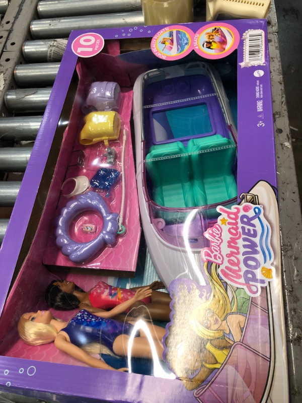 Photo 2 of Barbie Mermaid Power Playset with 2 Dolls & 18-inch Floating Boat with See-Through Bottom, 4 Seats & Accessories, Toy for 3 Year Olds & Up Single