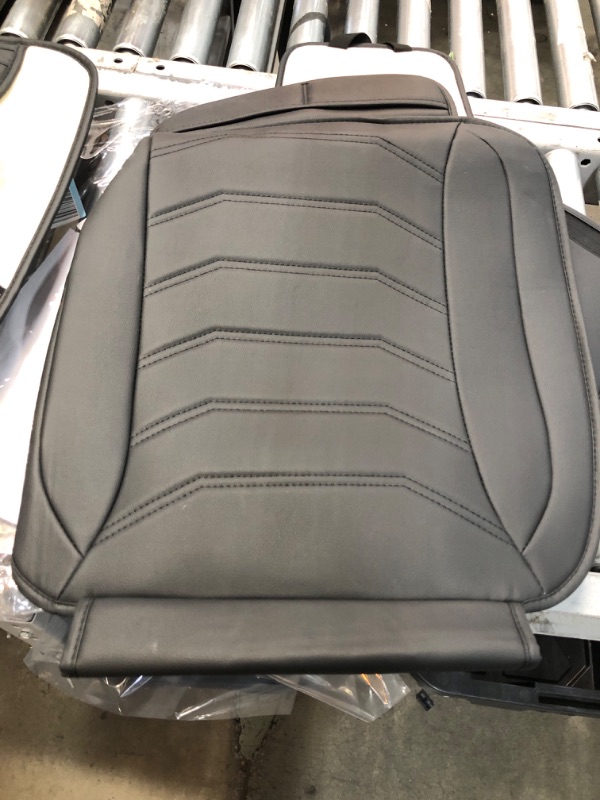 Photo 1 of Motor Trend LuxeFit Black Seat Cover for Cars Trucks Van SUV (1 Piece), Premium Faux Leather Car Seat Cover, Easy to Install Automotive Seat Cover with Storage Pockets, Fits Most Vehicles 1 x Front Seat Cover Solid Black