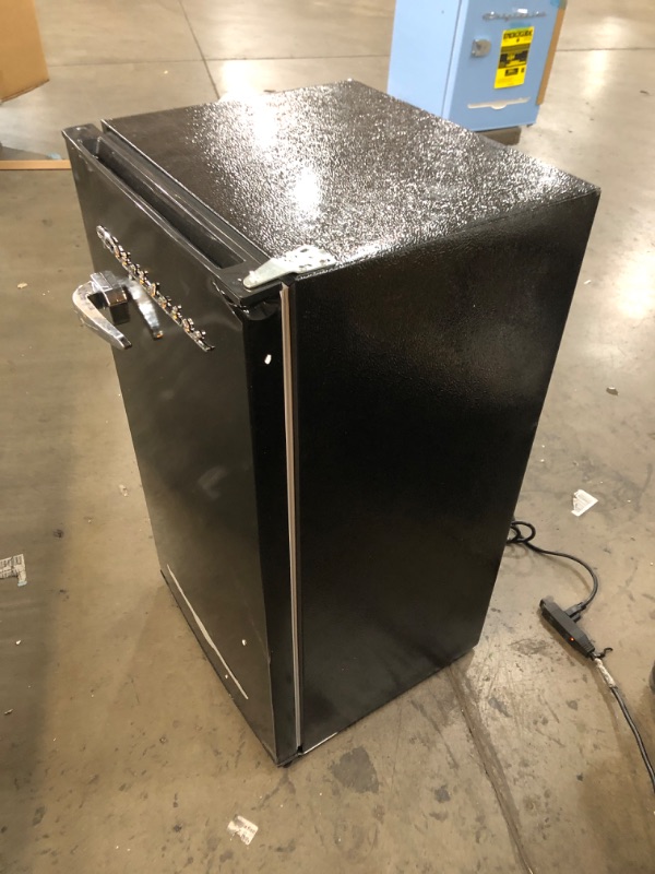 Photo 2 of ***PARTS ONLY*** FRIGIDAIRE EFR376-BLACK 3.1 Cu Ft Black Retro Bar Fridge with Side Bottle Opener BLACK Single Door Fridge