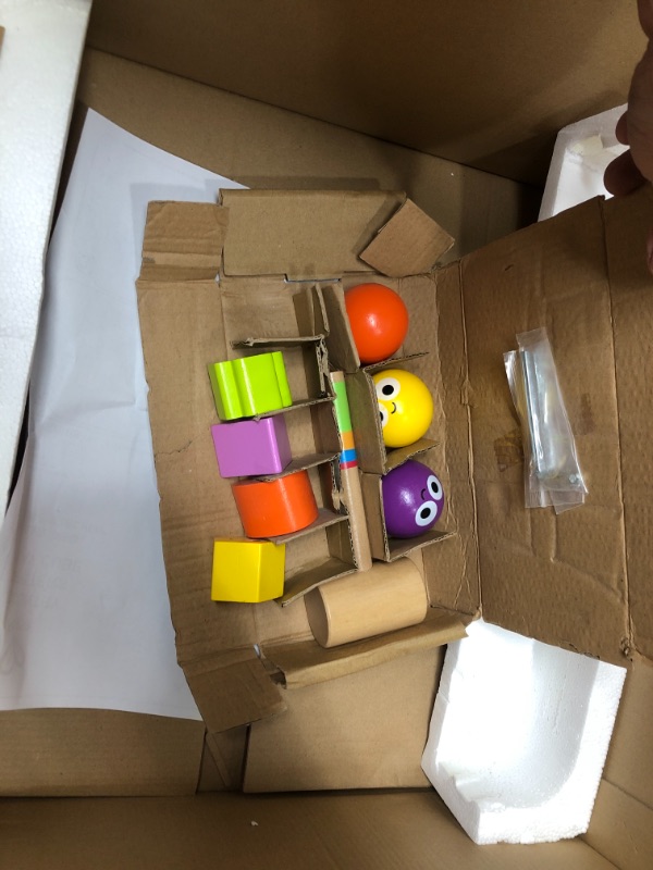 Photo 1 of Country Critters Wooden Activity Play Cube by Hape | Wooden Learning Puzzle Toy for Toddlers, 5-Sided Activity Center with Animal Friends, Shapes, Mazes, Wooden Balls, Shape Sorter Blocks and More, 13.78 x 13.78 x 19.69 inches
