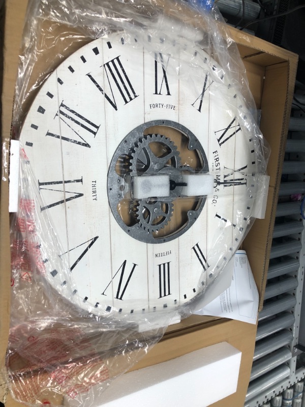 Photo 1 of FirsTime & Co. Shiplap Gears Wall Clock, 27", Aged White White 27 inches