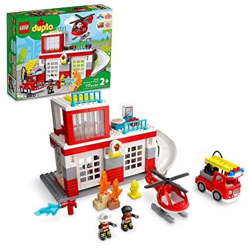 Photo 1 of LEGO DUPLO Rescue Fire Station & Helicopter 10970 Building Toy; Playset with Fire Truck and Helicopter; for Ages 2+ (117 Pieces)
