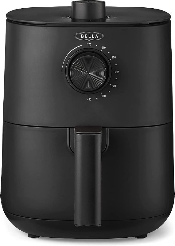 Photo 1 of *** TESTED*** BELLA 2.9QT Manual Air Fryer, No Pre-Heat Needed, No-Oil Frying, Fast Healthy Evenly Cooked Meal Every Time, Removeable Dishwasher Safe Non Stick Pan and Crisping Tray for Easy Clean Up, Matte Black
