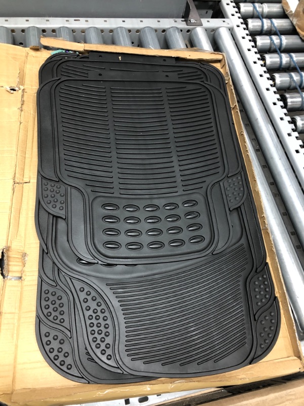 Photo 2 of Heavy Duty Rubber Car Floor Mats 4 Piece Set F11305-G Solid Floor Mats Universal Fit in Black
