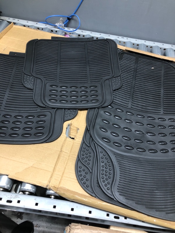 Photo 3 of Heavy Duty Rubber Car Floor Mats 4 Piece Set F11305-G Solid Floor Mats Universal Fit in Black
