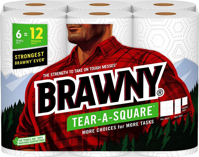 Photo 1 of Brawny® Tear-A-Square® Paper Towels, 6 Double Rolls = 12 Regular Rolls
