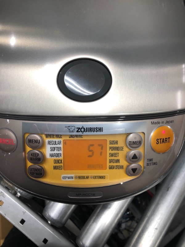 Photo 6 of *** TESTED**  Zojirushi NP-HCC18XH Induction Heating System Rice Cooker and Warmer, 1.8 L, Stainless Dark Gray Stainless Dark Gray 1.8 L