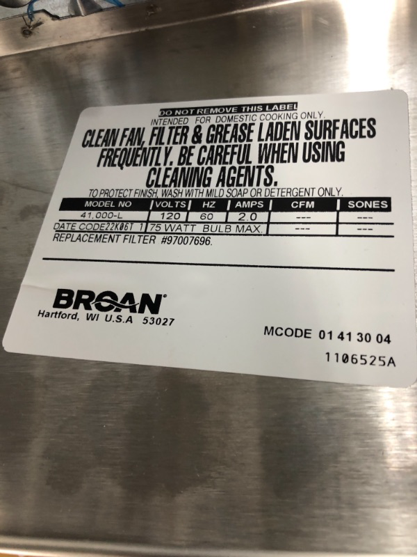 Photo 3 of Broan-NuTone 413004 Non-Ducted Ductless Range Hood with Lights Exhaust Fan for Under Cabinet, 30-Inch, Stainless Steel 30-Inch Stainless Steel Hood