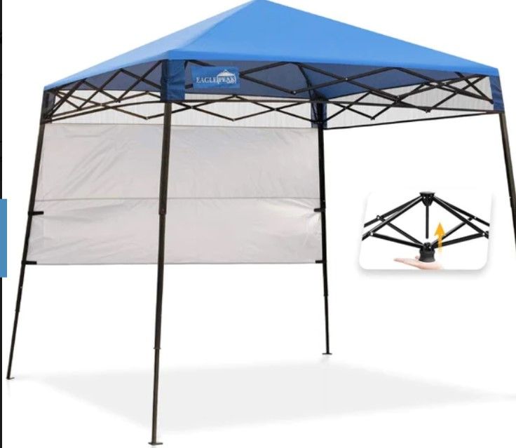 Photo 1 of EAGLE PEAK Day Tripper 8' x 8' Slant Leg Lightweight Compact Portable Canopy, Deep Sky Blue 
