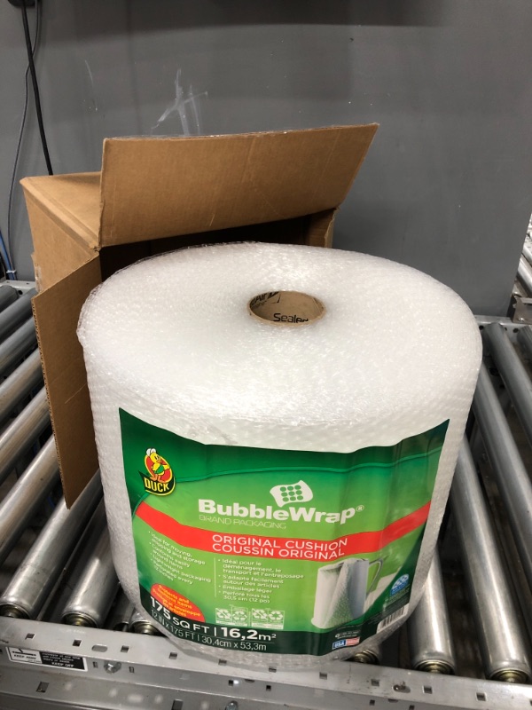 Photo 2 of Duck Brand Bubble Wrap Roll, 12” x 175’, Original Bubble Cushioning for Packing, Shipping, Mailing and Moving, Perforated Every 12” (286891) 12 in. x 175 ft.