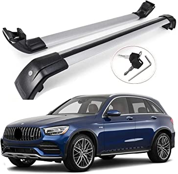 Photo 1 of SAREMAS Silver roof Cross Bars for Mercedes Benz GLC Class GLC43 GLC300 2016-2020 2021 2022 Roof Rack Rail Cross Bar Luggage Cargo Carrier Lockable *Missing keys*
