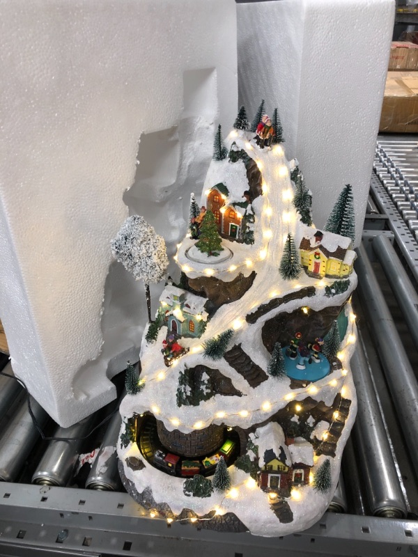 Photo 2 of Alpine Corporation 18" H Indoor Animated Winter Wonderland Set with LED Lights and Music *Minor Unsteady On Bottom need 1pc screw to Hold Sturdy* 