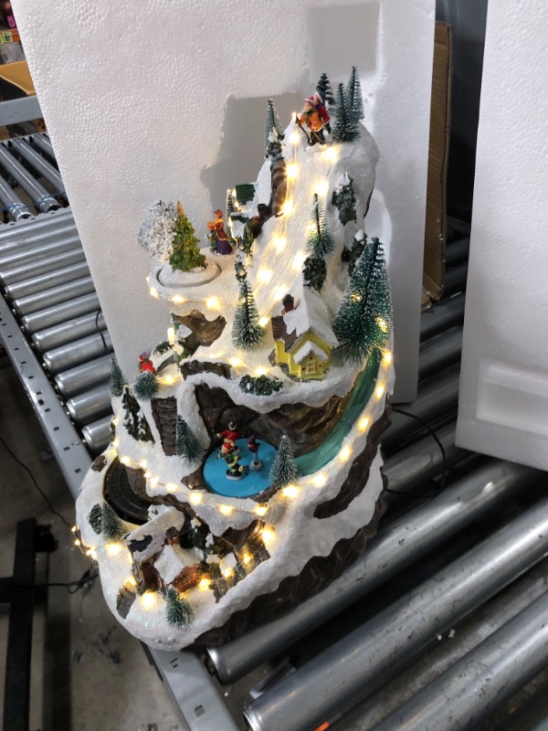 Photo 1 of Alpine Corporation 18" H Indoor Animated Winter Wonderland Set with LED Lights and Music *Minor Unsteady On Bottom need 1pc screw to Hold Sturdy* 