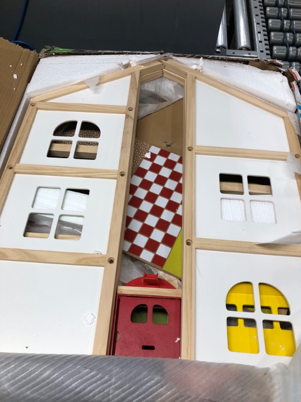 Photo 2 of *** incomplete*** Melissa & Doug Hi-Rise Wooden Dollhouse With 15 pcs Furniture - Garage and Working Elevator