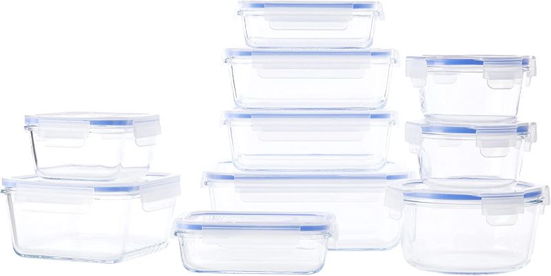 Photo 1 of Amazon Basics Glass Locking Lids Food Storage Containers, 20-Piece Set
