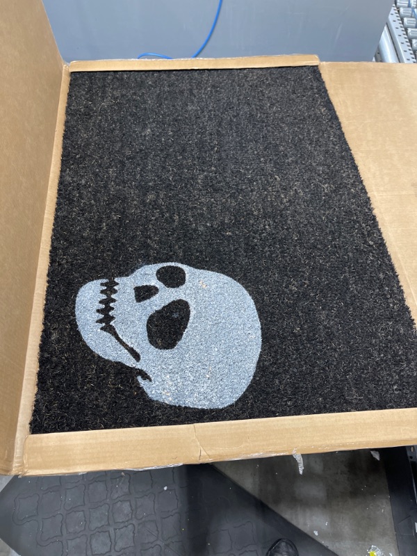 Photo 2 of Calloway Mills AZ153602436 Scary Skull Doormat, 24" x 36", Black/White