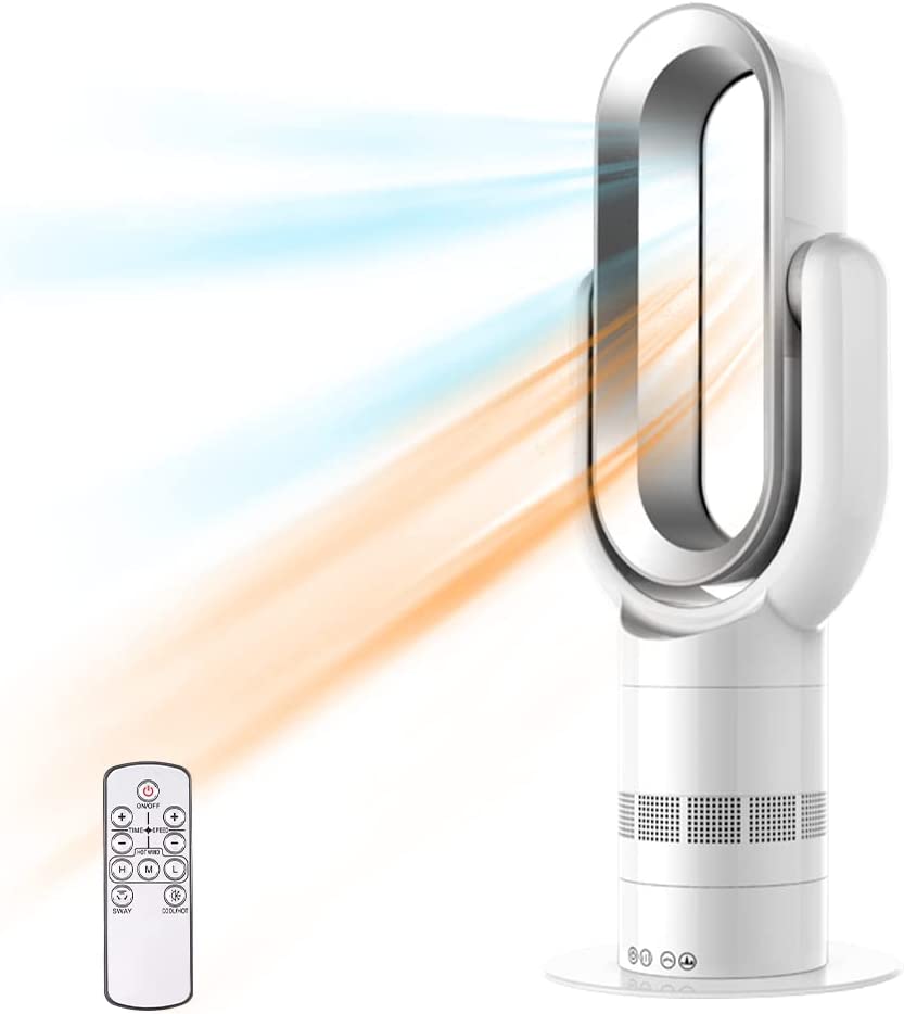 Photo 1 of CathCola 26-inch Space Heater Bladeless Tower Fan, Heater & Coolingn Combo, with Remote Control, for Home Air Conditioner (white)
