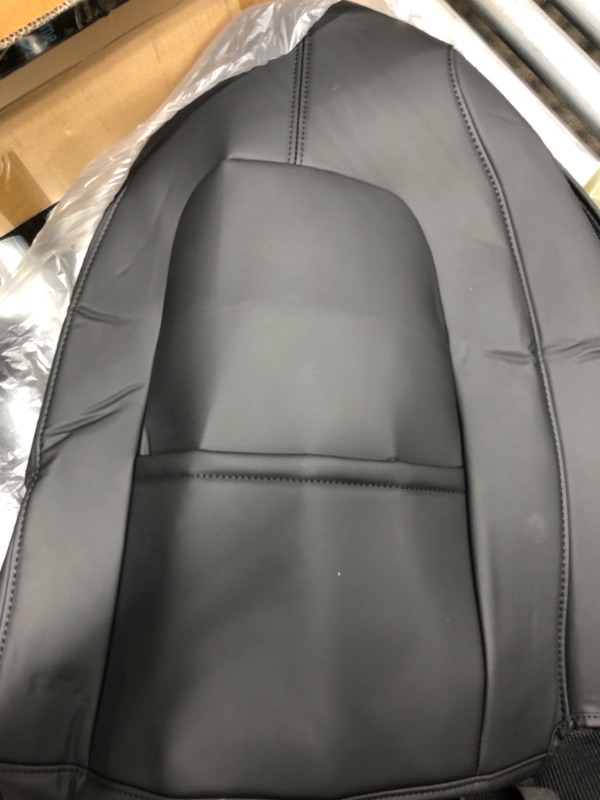 Photo 2 of Basenor Tesla Model 3 Model Y Model S Model X Leather Seat Back Kick Protectors Kick Mats Black Set of 2
