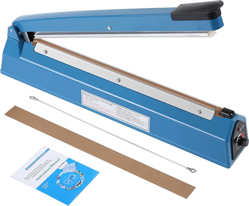 Photo 1 of 16 Inch Impulse Heat Sealer Manual Bags Sealer Sealing Machine Heating Closer for Plastic PE PP Mylar Poly Foil Bags Home Restaurant Food Storage with Extra Replace Element
