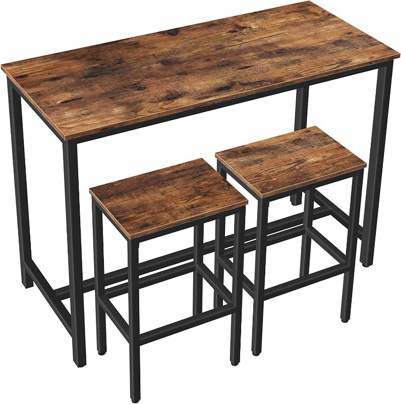Photo 1 of **** new ***
HOOBRO Bar Table and Chairs Set, 47.2” Rectangular Pub Bar Table and 2 Bar Stools, 3-Piece Breakfast Table Set for Kitchen Living Room, Dining Room, Sturdy Metal Frame, Rustic Brown BF52BT01

