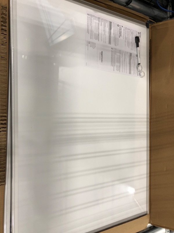 Photo 2 of Amazon Basics Magnetic Dry Erase White Board, 36 x 24-Inch Whiteboard - Silver Aluminum Frame 24" x 36" Magnetic, Aluminum Frame (2 SETS)