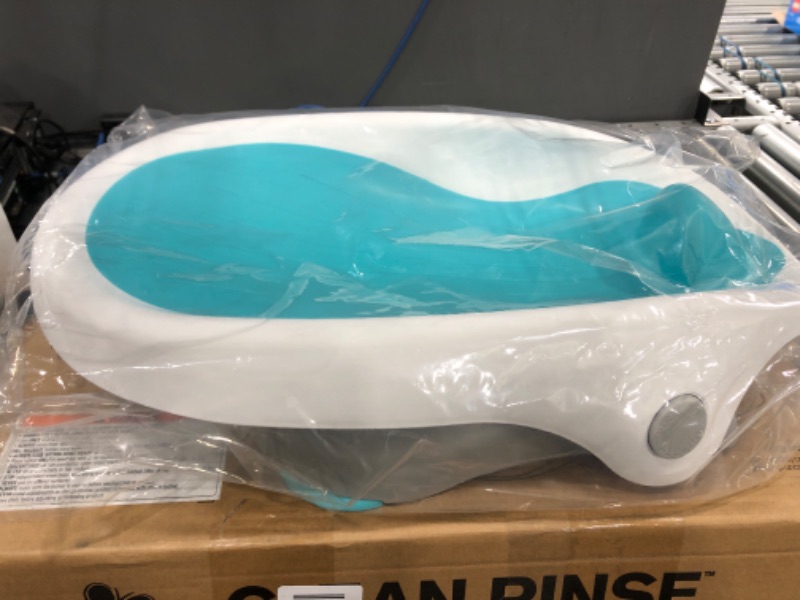 Photo 2 of Summer Clean Rinse Baby Bather (Aqua) – Bath Support for Use on The Counter, in The Sink or in The Bathtub, Has 3 Reclining Positions and Soft, Quick-Dry Material – Use from Birth Until Sitting Up