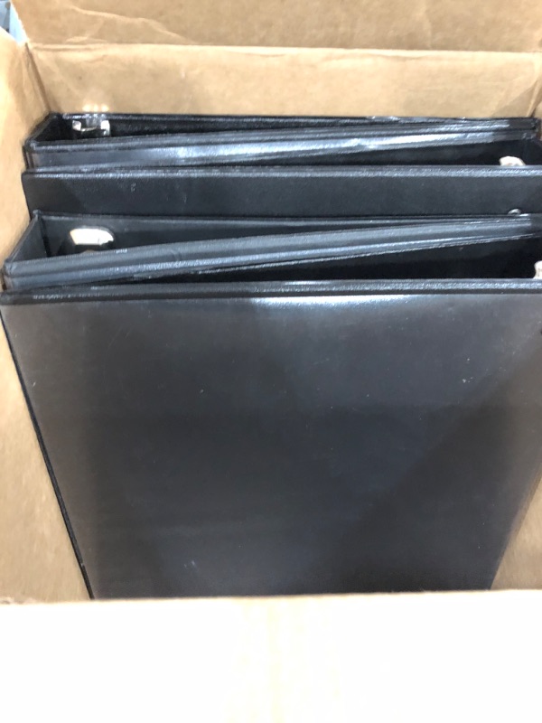 Photo 3 of STAPLES Economy 3 Ring Binder, 1.5 Inch, Presentation View, Black, Holds 350 Sheets, Nonstick, PVC Free, 5 Pack of Binders 
