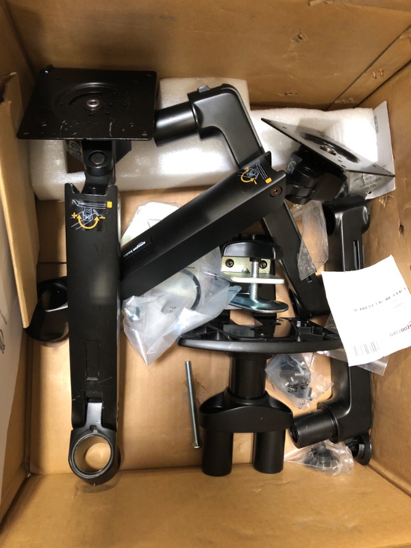 Photo 1 of Amazon Basics Dual Monitor Stand, Lift Engine Arm Mount, Black
