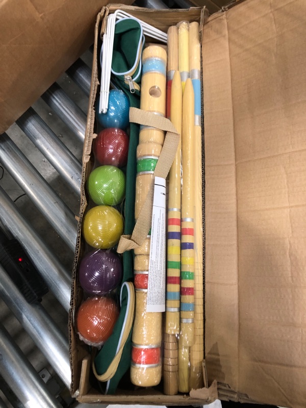 Photo 2 of ApudArmis Six Player Croquet Set with Premiun Rubber Wooden Mallets 28In,Colored Ball,Wickets,Stakes - Lawn Backyard Game Set for Adults/Teenagers/Family (Large Carry Bag Including)
