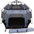 Photo 1 of Baby Playpen Play Yard,61" Portable Beach Tent with Canopy Sun Shelter for Kids and Toddlers Lightweight Foldable with Travel Bag for Outdoor Indoor Activity grey 