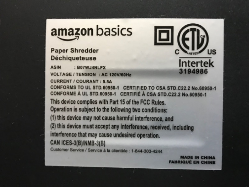 Photo 3 of Amazon Basics 24-Sheet Cross-Cut Paper, CD and Credit Card Home Office Shredder with Pullout Basket 24 Sheet Shredder