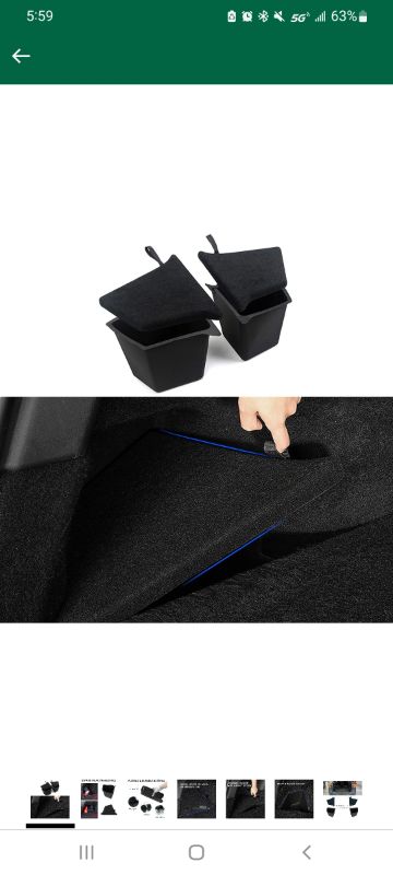 Photo 1 of Powlamks Rear Trunk Storage Box for Tesla Model Y Car Accessories, Upgrade Trunk Organizer Side Packets Tray Bins for 2020 2021 2022 5-Seater (Not fit trunk bin of Austin built model Y)