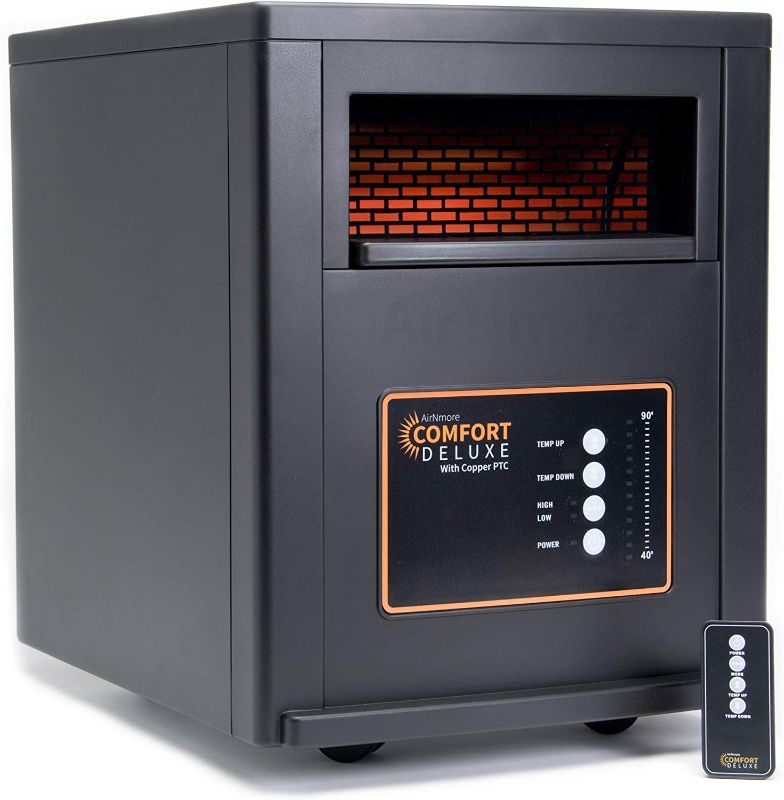 Photo 1 of AirNmore Comfort Deluxe with Copper PTC, Infrared Space Heater with Remote, 1500 Watt, ETL Listed