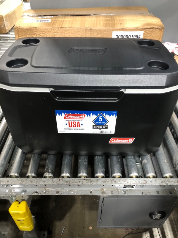 Photo 3 of Coleman Rolling Cooler | 50 Quart Xtreme 5 Day Cooler with Wheels | Wheeled Hard Cooler Keeps Ice Up to 5 Days, Black
