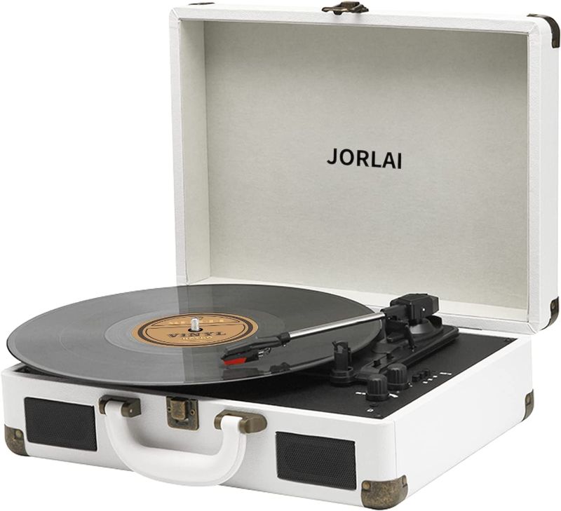 Photo 1 of ORLAI Vintage Turntable Record Player 33 45 78RPM Portable Suitcase Bluetooth PC Recoding Vinyl Player Rechargeable Battery Stereo Speakers Headphone,