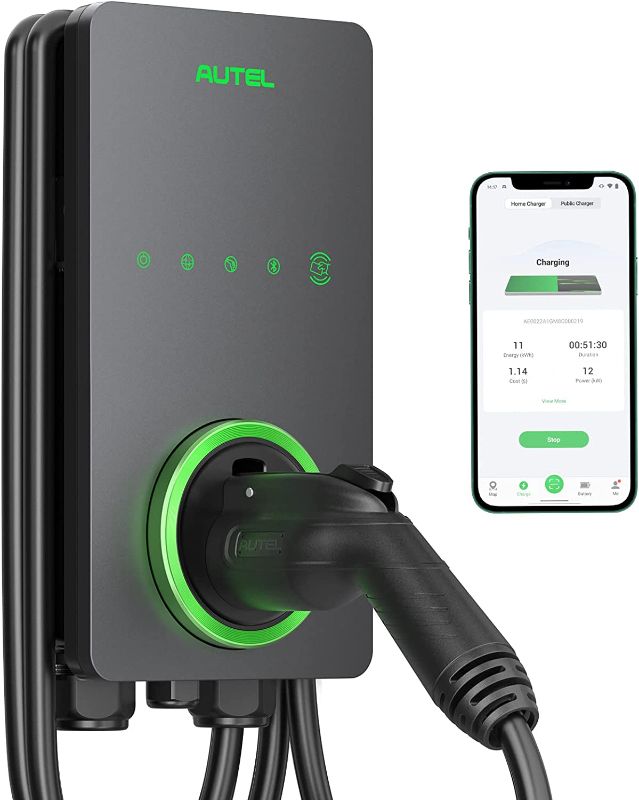 Photo 1 of Autel Home Smart Electric Vehicle (EV) Charger up to 50Amp, 240V, Indoor/Outdoor Car Charging Station with Level 2, Wi-Fi and Bluetooth Enabled EVSE, 25-Foot Cable
