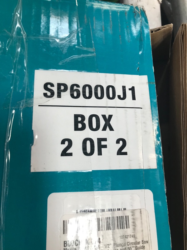 Photo 4 of **incomplete missing box 1 of 2!!!! Makita SP6000J1 6-1/2" Plunge Circular Saw Kit, with Stackable Tool case and 55" Guide Rail, Blue Saw w/ guide rail